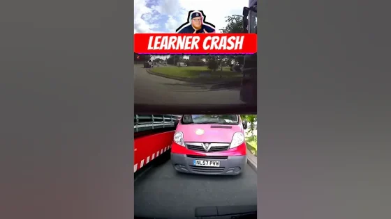 Driving school car crash with HGV caught on dashcam who is at fault?